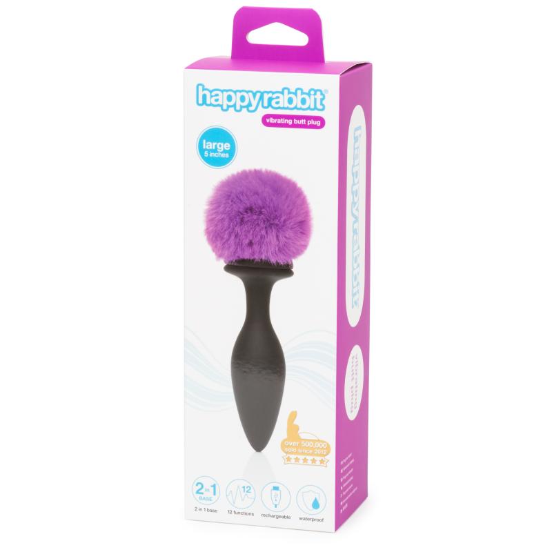 Happy Rabbit - Rechargeable Vibrating Butt Plug Black & Purp 3