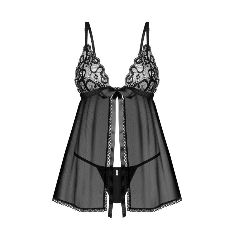 Obsessive - Blomentis Babydoll & Thong Black Xs/S 2