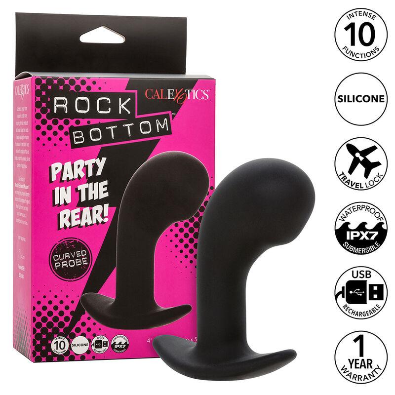 Calexotics - Rock Bottom Curved Anal Plug 10 Vibrations Silicone Black