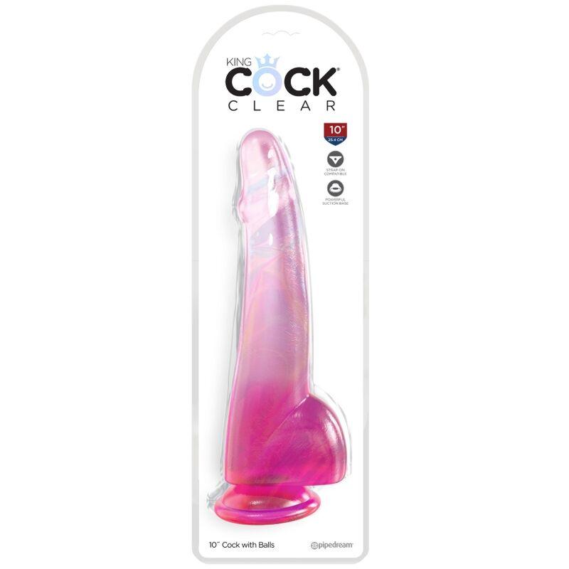 King Cock Clear - Dildo With Testicles 19 Cm Pink 1