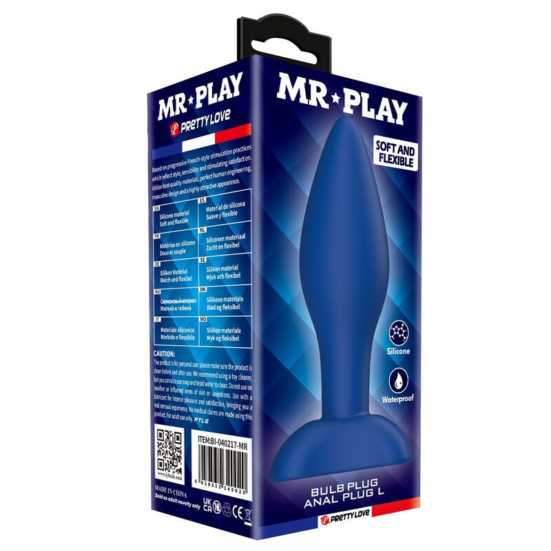 Mr play - tapered silicone anal plug blue l 2