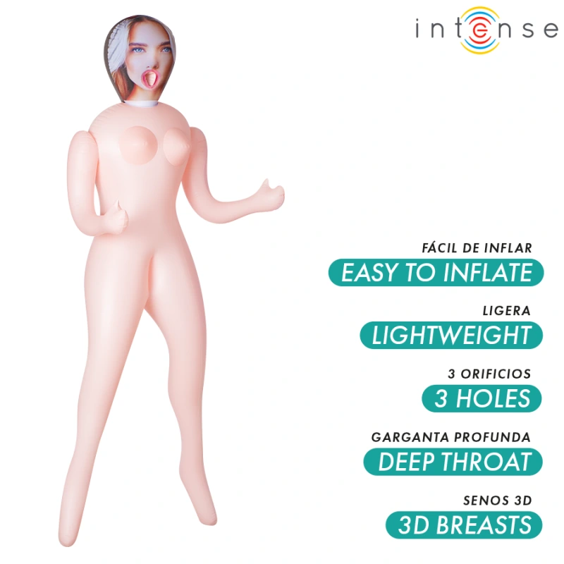 Intense dolls - nicole inflatable doll with three orifices 1