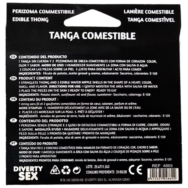 Hotflowers - girl wafer thong and 2 nipple pads strawberry flavor /es/pt/en/fr/it/ 1