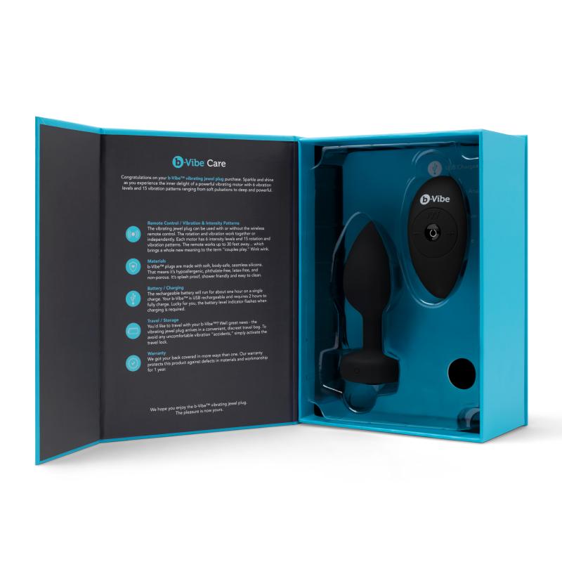 B-Vibe - Vibrating Jewel Plug M/L Black Diamond 14