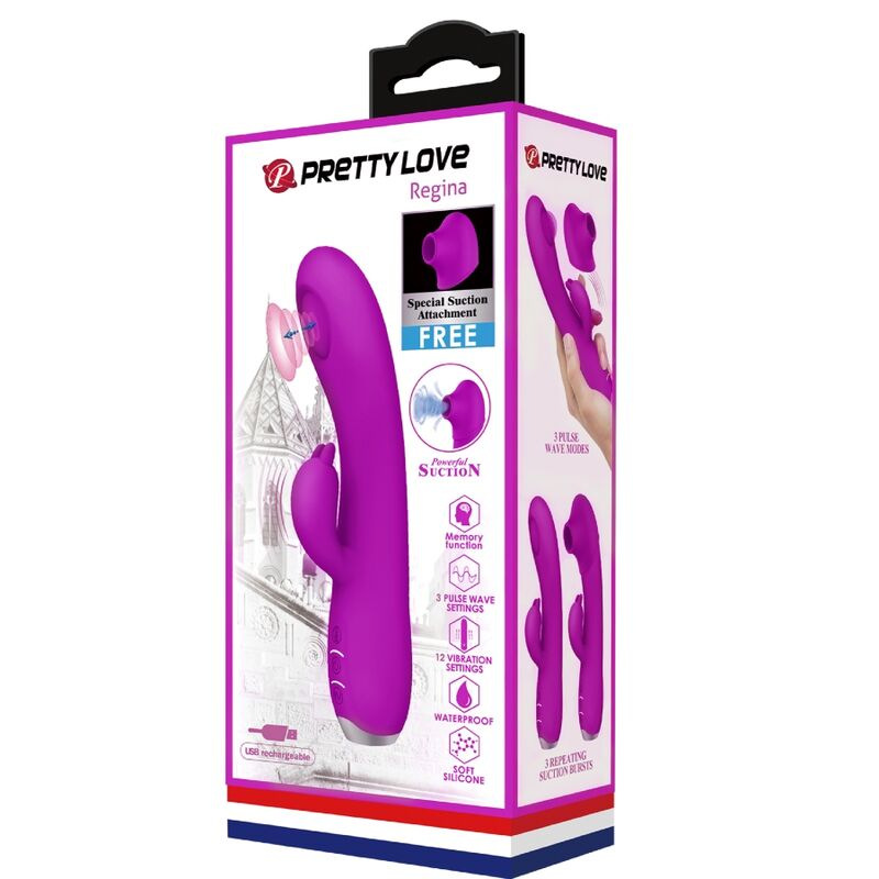 Pretty love - regina rechargeable vibrator-suction gel purple 11