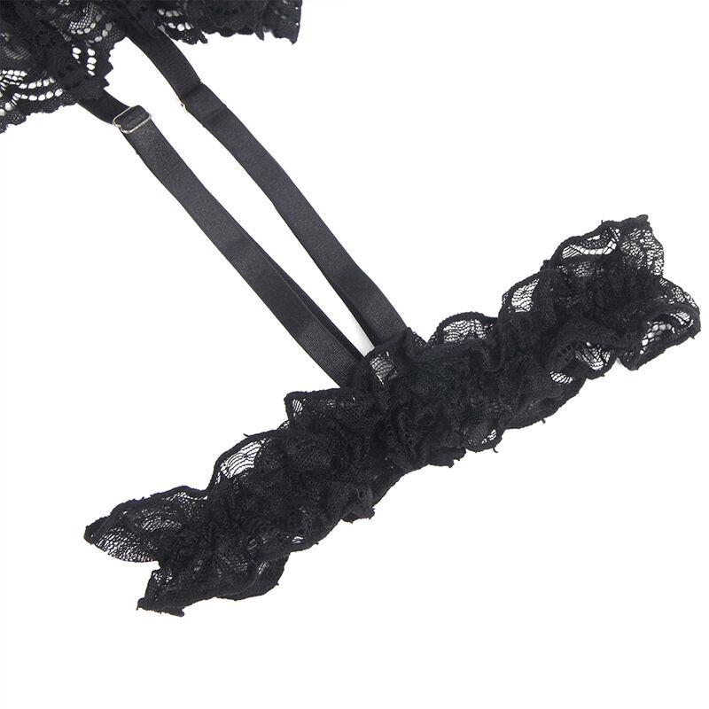 Subblime - Teddy With Garter With Lace Detail And Strips Black L/Xl 5