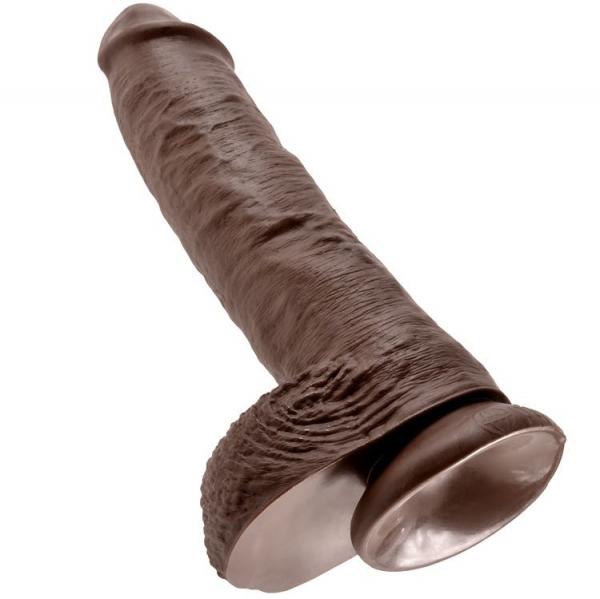 King Cock 10&Quot; Cock Brown With Balls 25.4 Cm