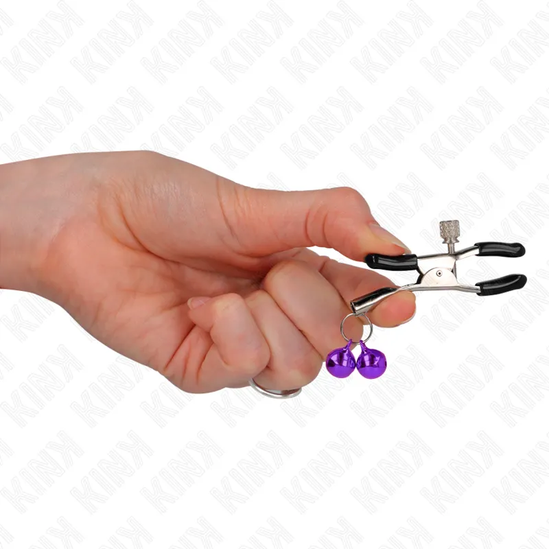 Kink - Double Bell Nipple Clamp Purple 6 Cm