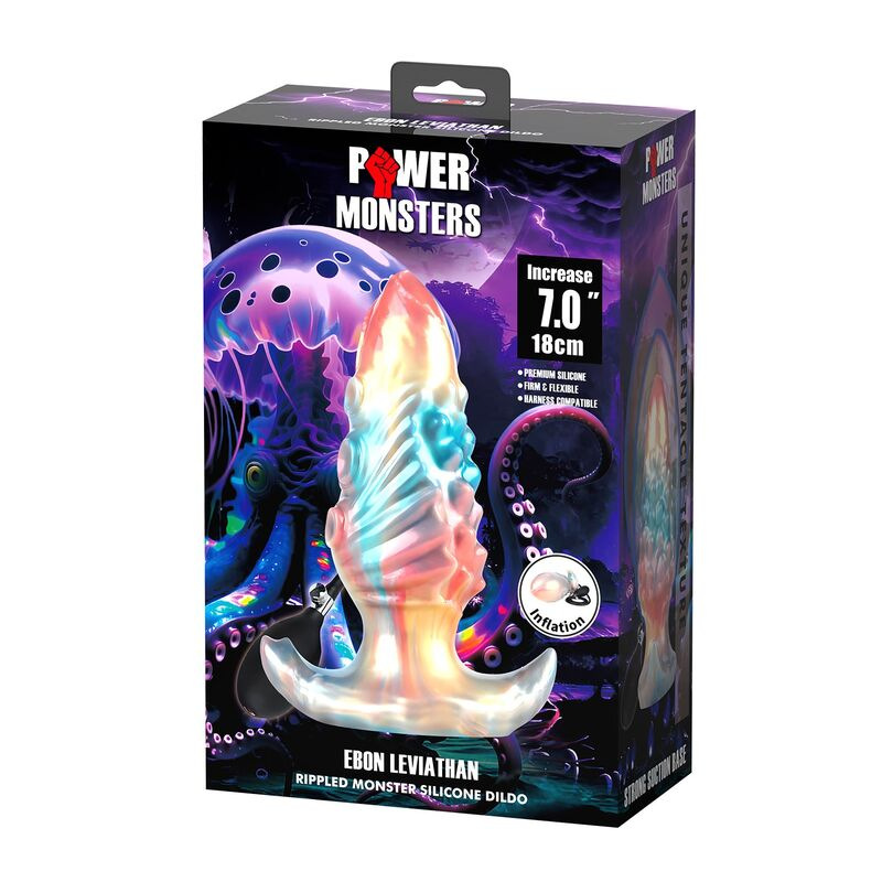 Power monsters - ebon leviathan tricolor inflatable fantasy anal plug 18 cm 1