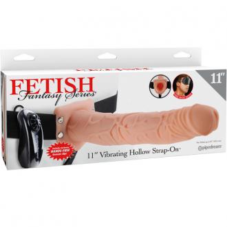 Fetish Fantasy Series 11" Hollow Strap-On Vibrating With Bal