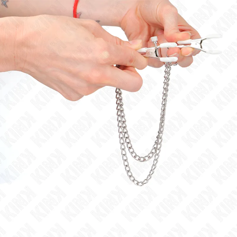 Kink - Nipple Clamps With 2 Thin Chains Silver 20/23 Cm