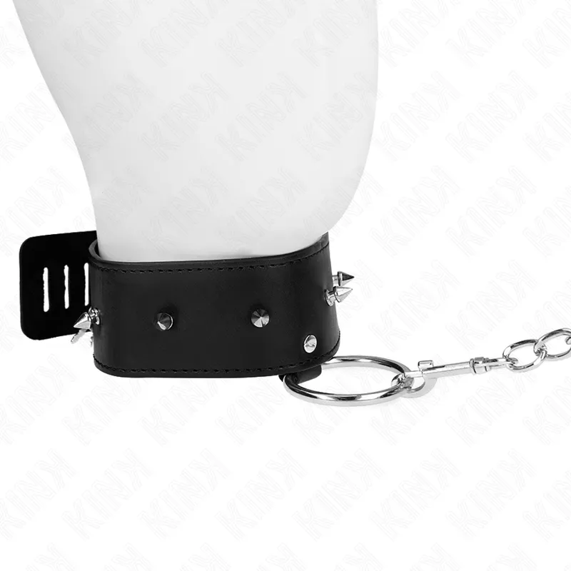 Kink - Necklace 65 Cm With Leash With Silver Studs Model 2 Adjustable 36-43 Cm X 5 Cm