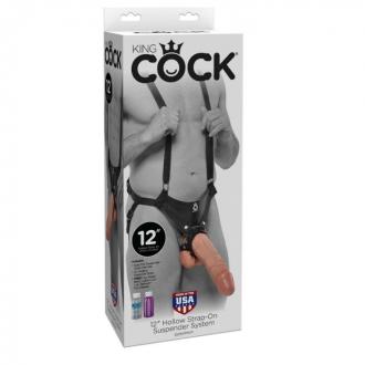 King Cock 30.5 Cm Hollow Strap-On Suspender System - Flesh