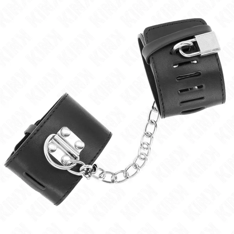 Kink - Fixed Wrist Restraints With Chain 30 Cm And Padlock Closure Black Adjustable 16-23