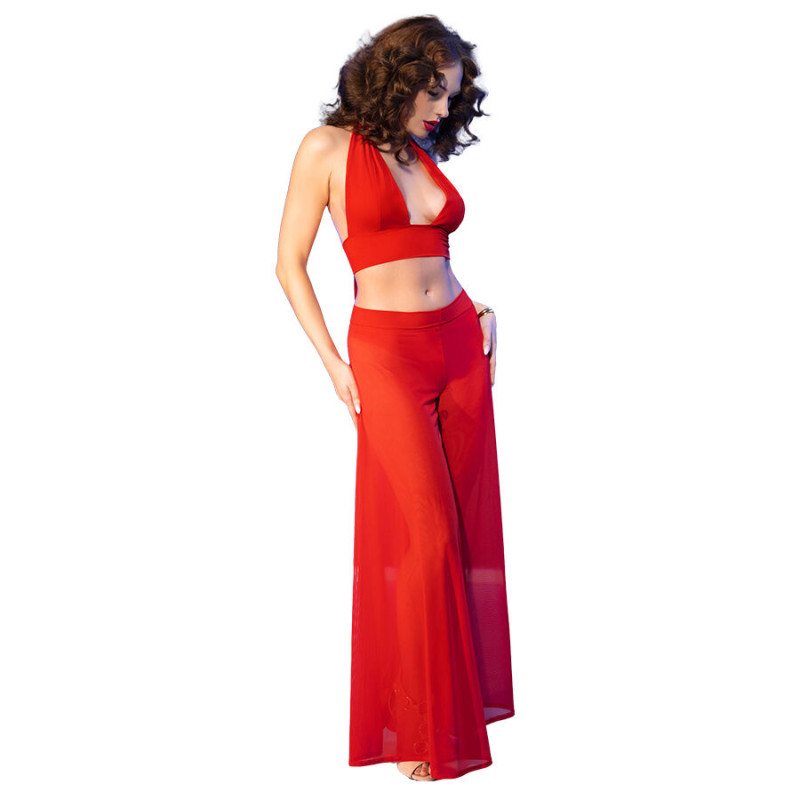Chilirose - cr 4857 red top and pants set size s 2