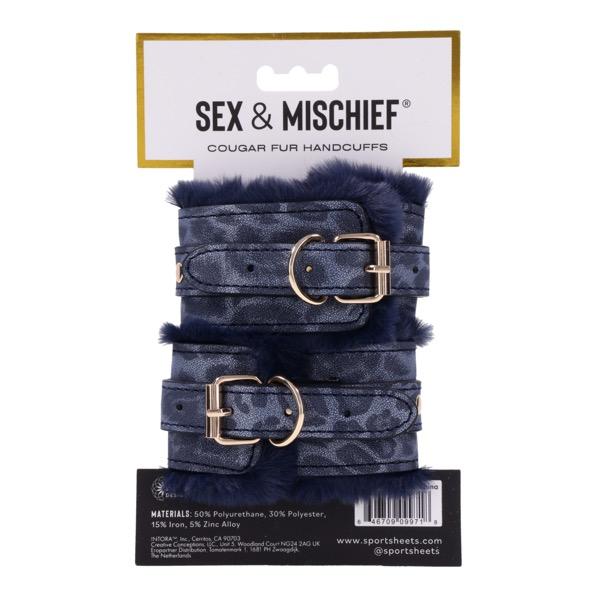 Sportsheets - Cougar Fur Handcuffs Blue