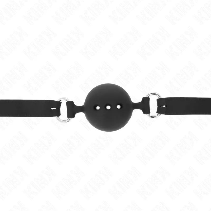 Kink - Full Silicone Gag 55 X 2 Cm With 4.5 Cm Ball Size M Black Adjustable 35-51 Cm 3