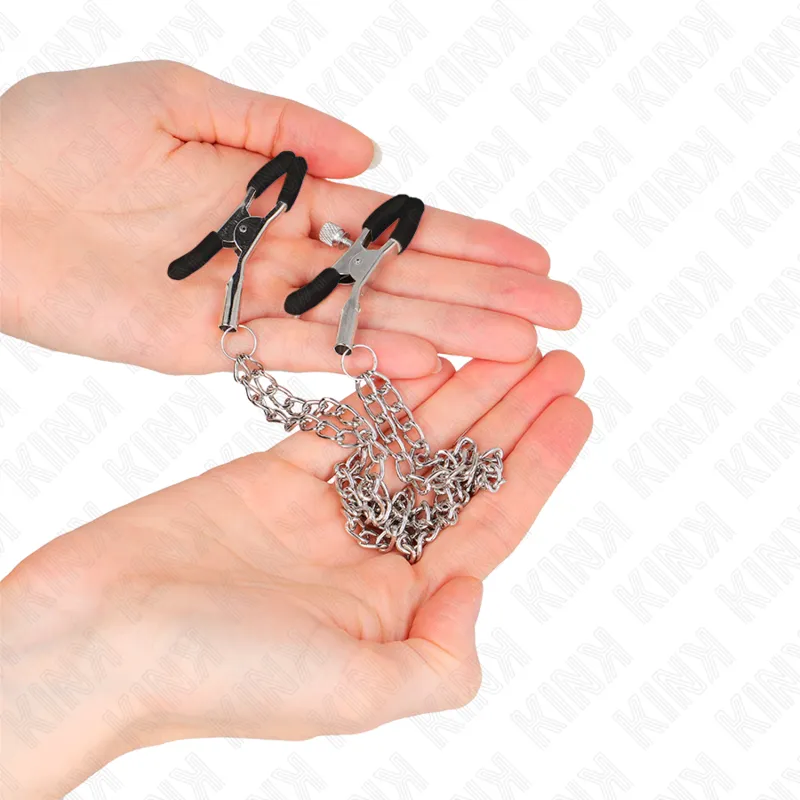 Kink - Nipple Clamps With 2 Thick Chains Silver 20/23 Cm