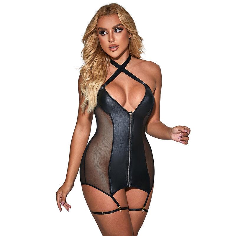 Subblime - 954451 sexy mesh dress leather black l/xl 2