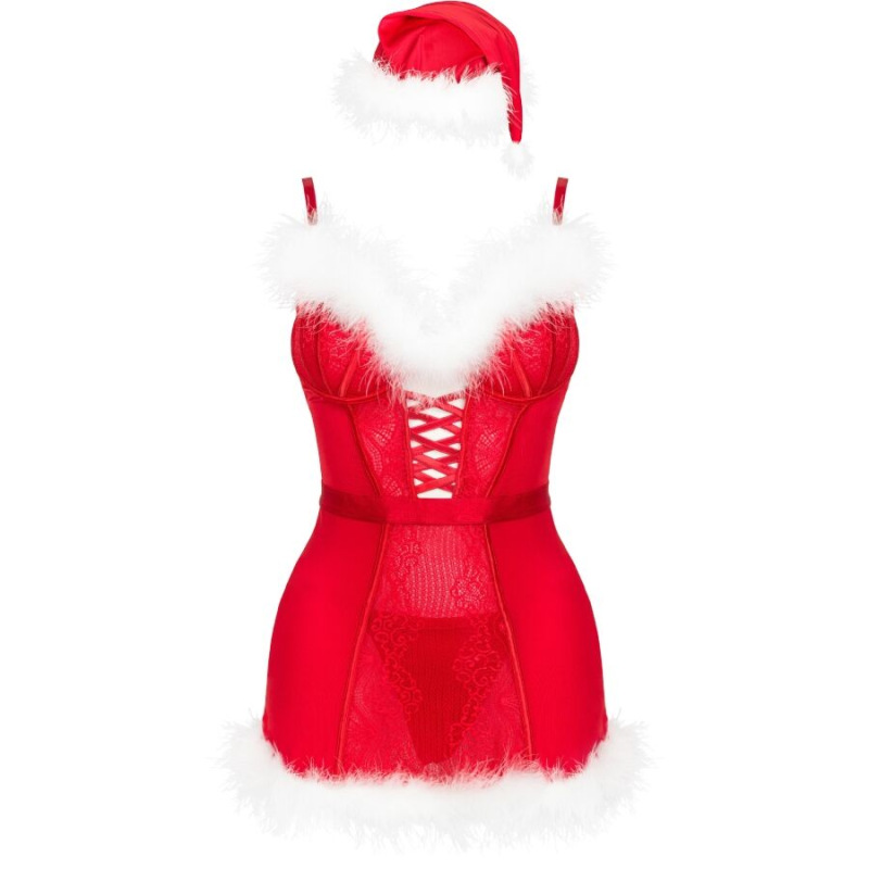 Livco corsetti fashion - agethe lc 90607 chemise + thong + christmas hat l/xl 3