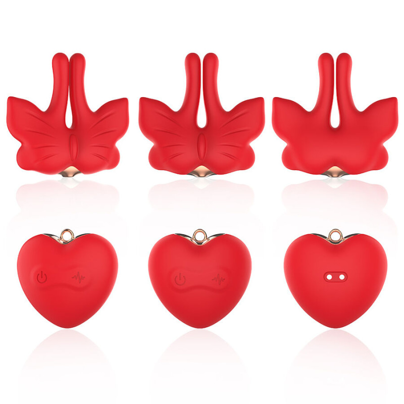 Armony - magnetic nipple clamps with vibration butterfly shape red 7
