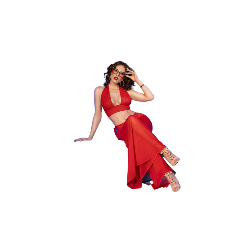 Chilirose - cr 4857 red top and pants set size s 3