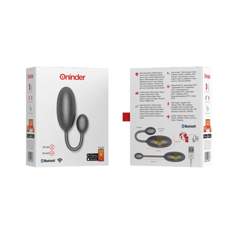 Oninder - Tokyo Vibrating Egg Black 7.5 X 3.2 Cm Free App 7