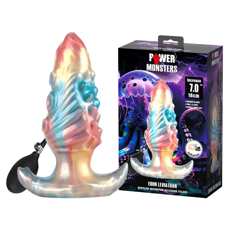 Power monsters - ebon leviathan tricolor inflatable fantasy anal plug 18 cm 8