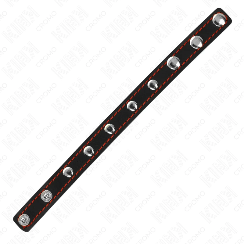 Kink - leather penis ring with pressure closure red lining 21 x 1.5 cm 3