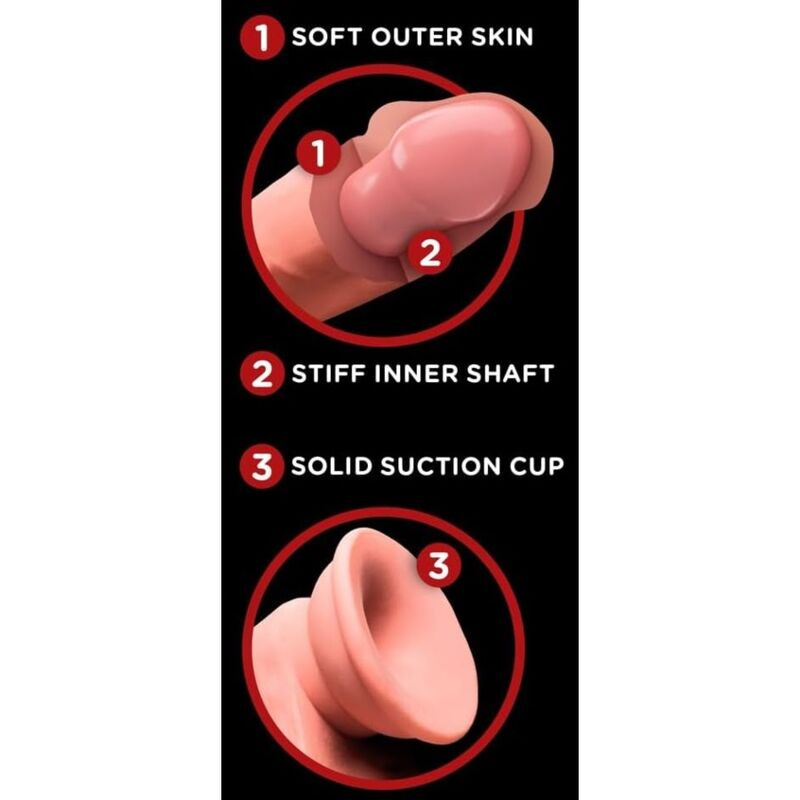 King cock plus - triple density realistic dildo with swinging testicles 23 cm flesh 4