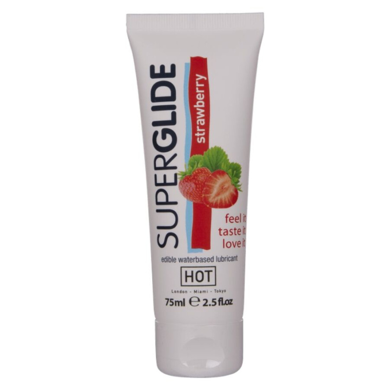 Hot - superglide edible lubricant waterbased strawberry 75 ml