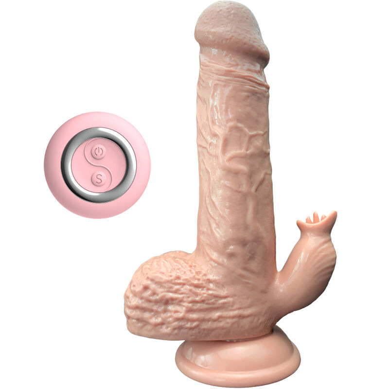 Armony - realistic vibrator & thrusting dildo with tongue stimulator 19 cm