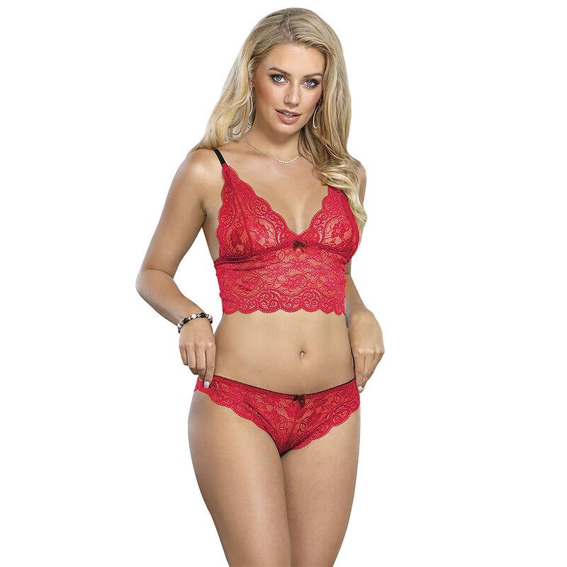 Subblime - 953898 silk and lace nightgown + panties red s/m