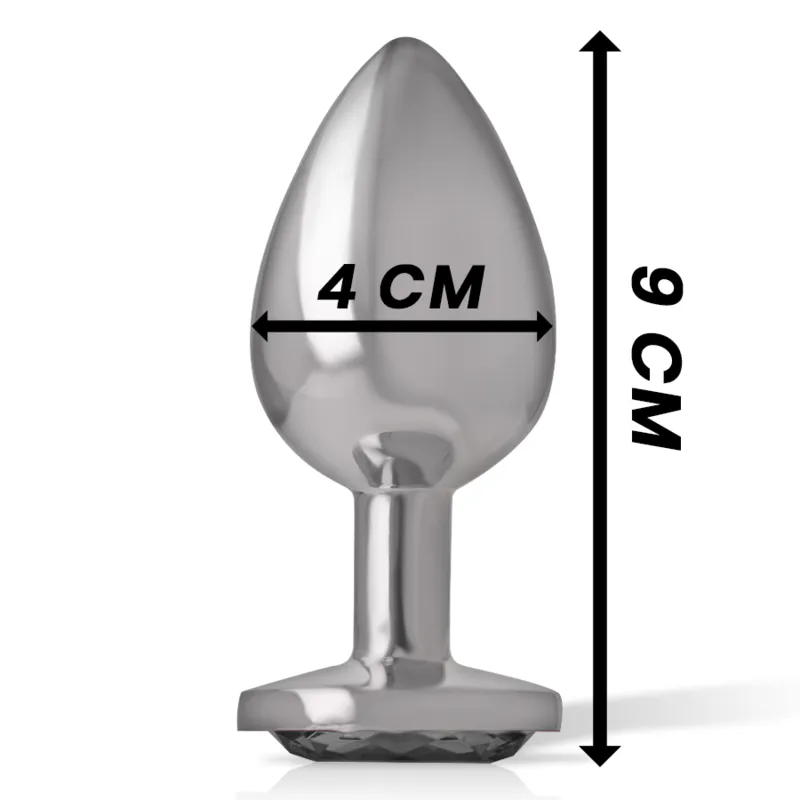 Intense - Metal Aluminum Anal Plug With Black Glass Size L