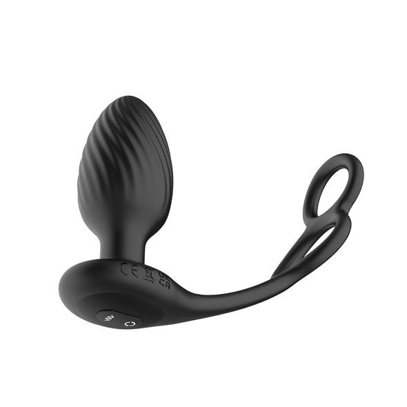 Nexus - TORNADO Rotating Plug with Cock & Ball Rings - Black