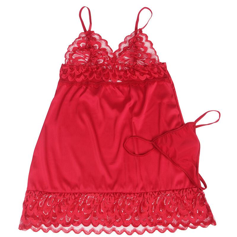 Subblime - Satin Babydoll With Lace Red L/Xl