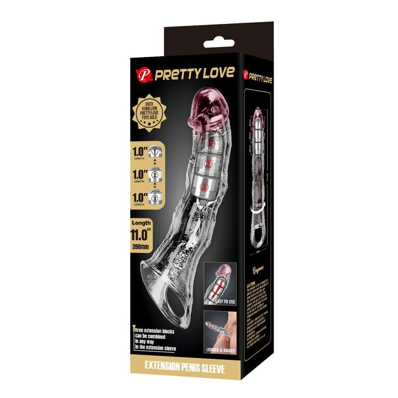 Pretty love - adjustable penis extension sleeve 28 cm Ø 4.5 cm transparent 1