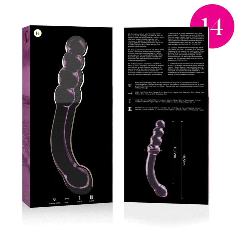 Nebula series by ibiza - model 14 dildo borosilicate glass pink 18.5 cm -o- 3 cm 3