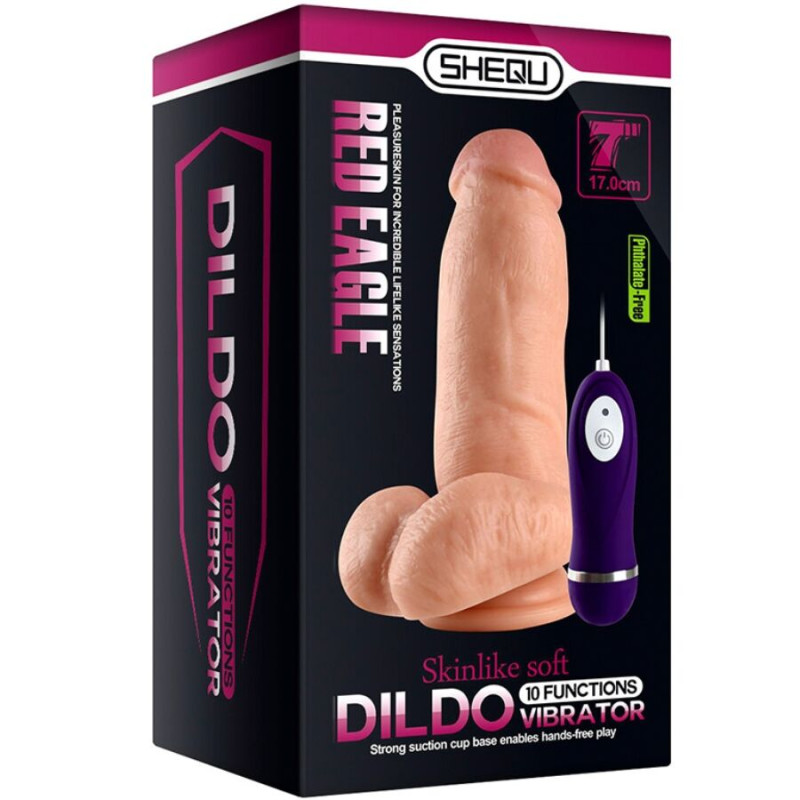 Shequ - red eagle vibrator dildo with remote control 17 cm 6