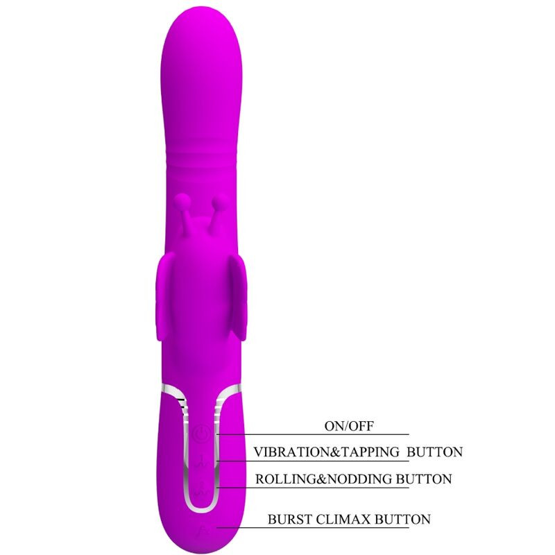 Pretty Love - Multifunction Rabbit Vibrator 4 In 1 Butterfly Fuchsia 7