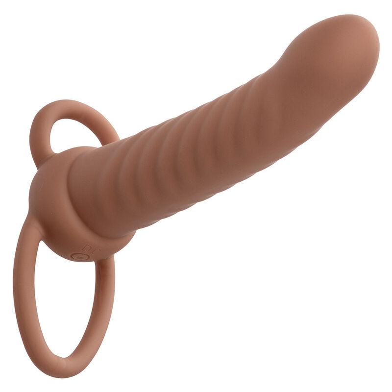 Calexotics - Maxx Ribbed Dual Penetrator 10 Vibrations Brown 1
