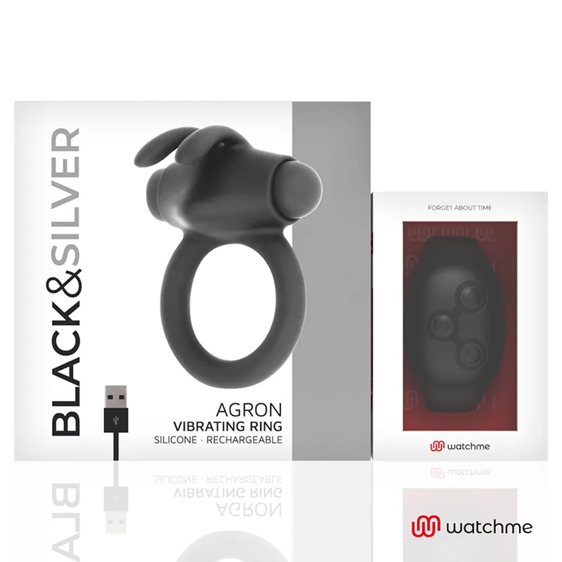 Black&Silver Agron Remote Control Cockring Watchme