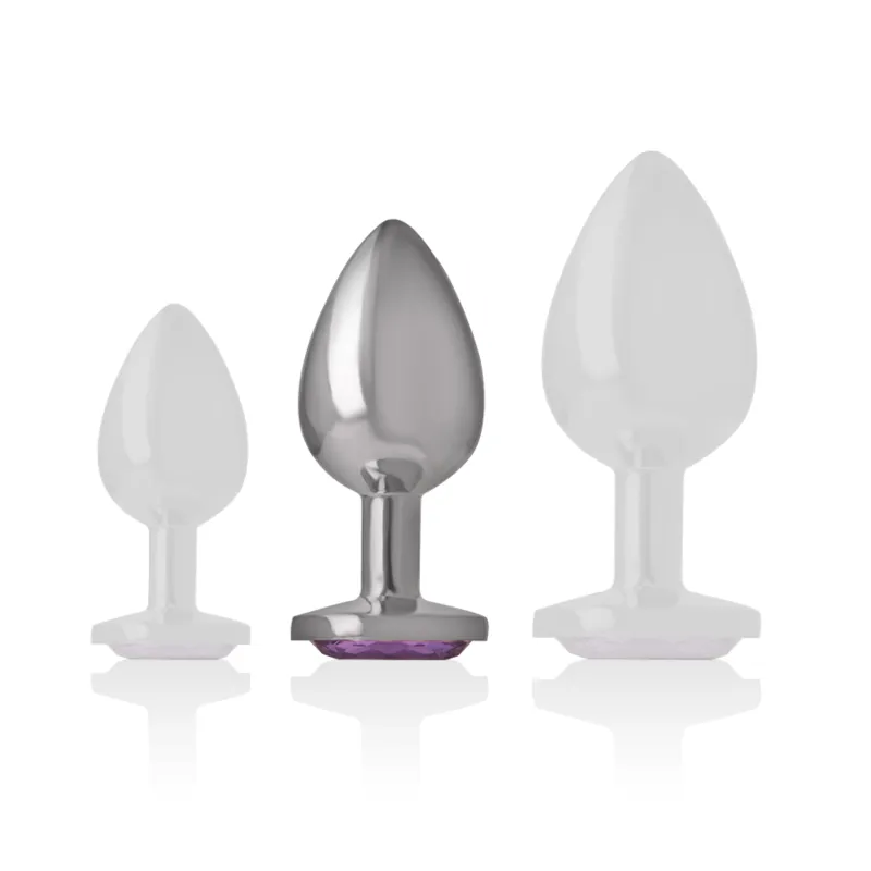 Intense - Metal Aluminum Anal Plug With Violet Glass Size M - Análny Kolík
