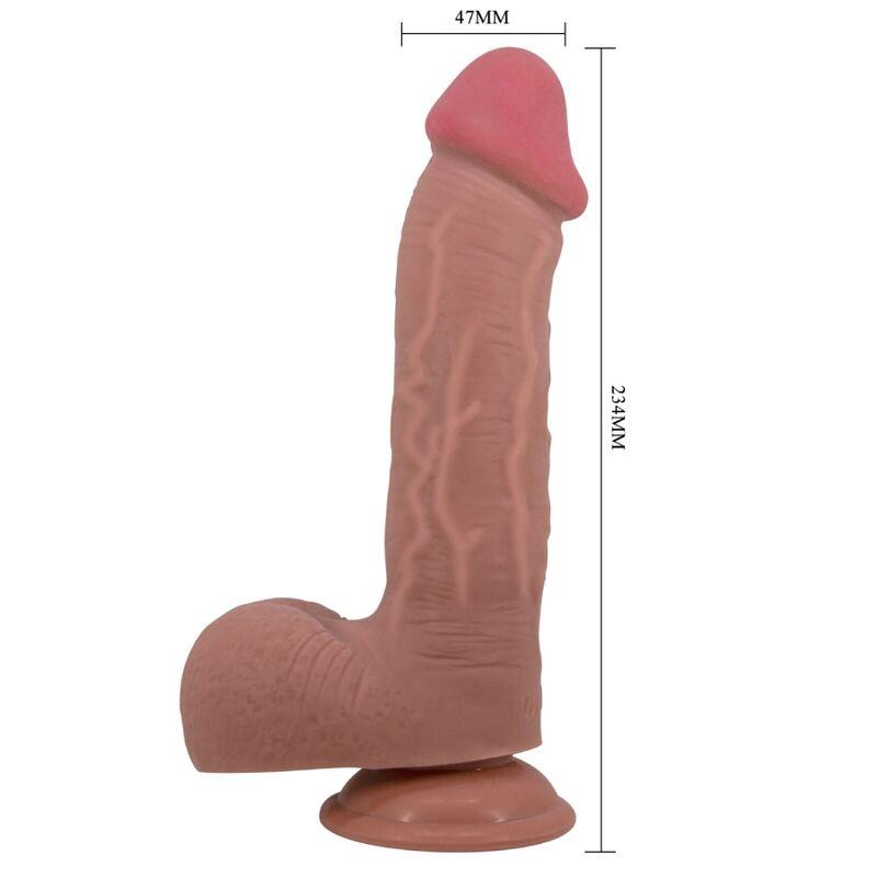 Pretty Love - Sliding Skin Series Realistic Dildo With Sliding Skin Suction Cup Brown 23.4