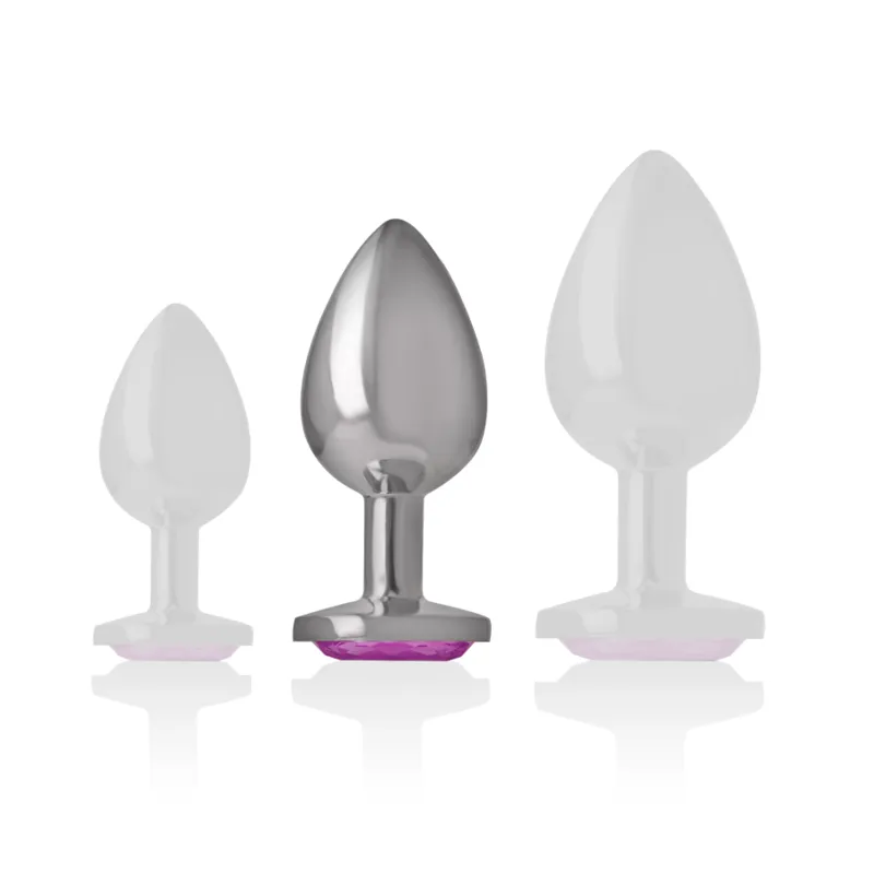 Intense - Metal Aluminum Anal Plug With Pink Glass Size L