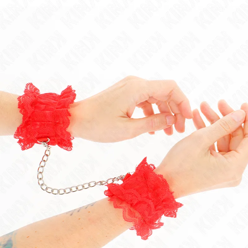 Kink - Lace Elastic Wrist Restraints Red 2