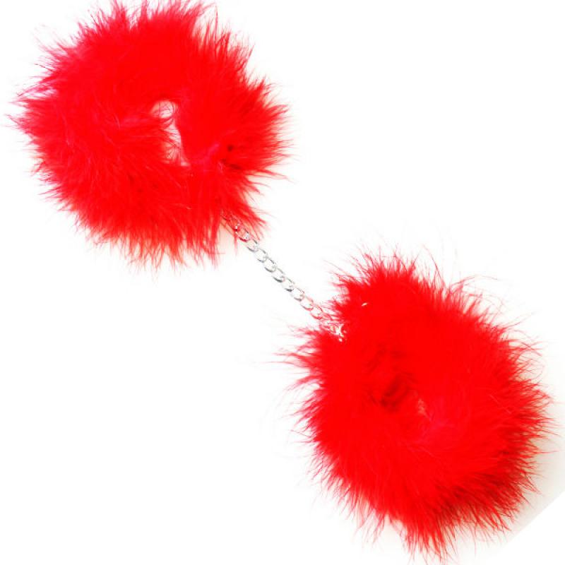 Red Marabou Handcuffs 2