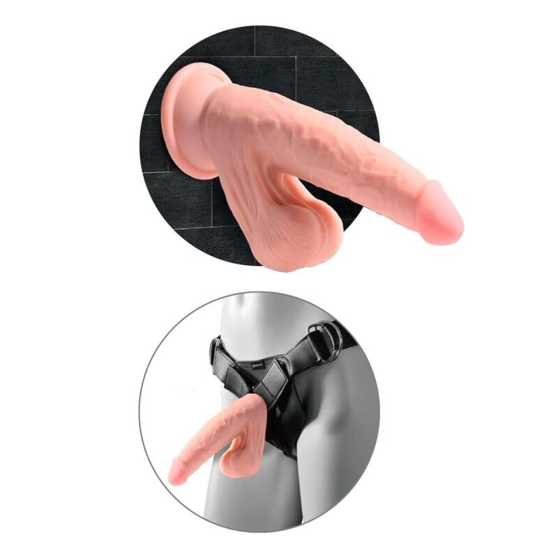 King cock plus - triple density realistic dildo with swinging testicles 23 cm flesh 3
