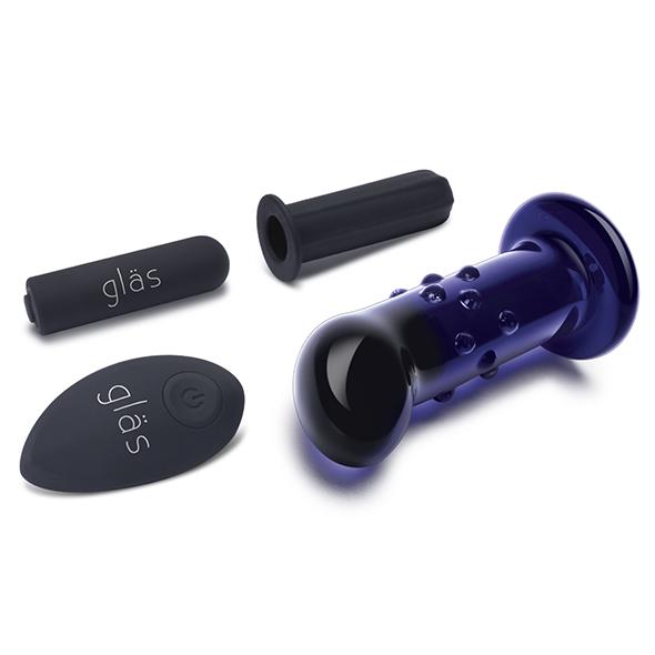 Glas - Rechargeable Remote Controlled Vibrating Dotted  G-Sp - Sklenený Análny Kolík