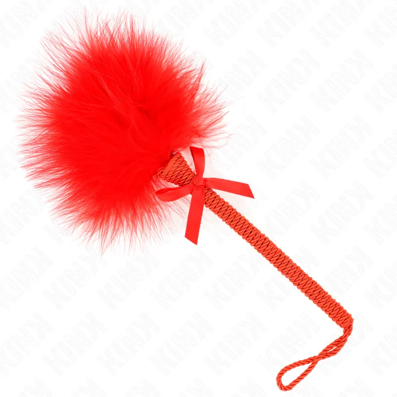 Kink - Nylon Rope Wand With Tickle Feathers And Red Bow 25 Cm